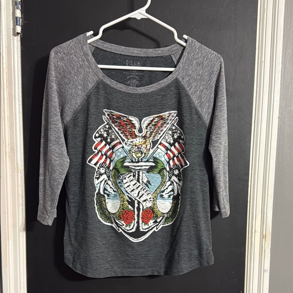 Billabong “We Belong to the Sea” Raglan Tee Size: M